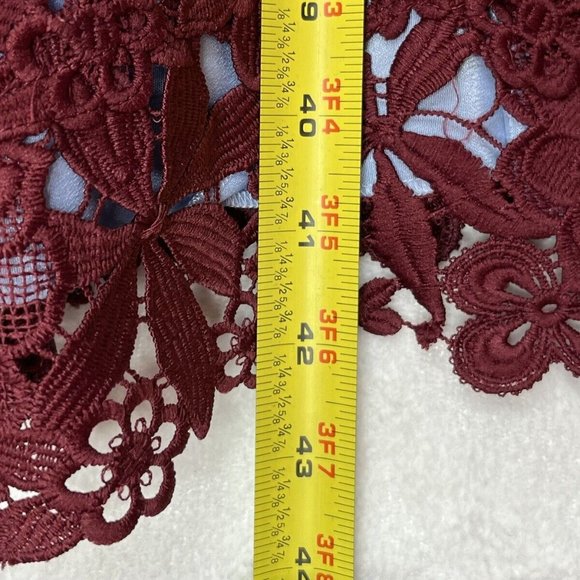 Miri New York Fit Flare Dress Blue Burgundy Floral Lace Overlay Size 6 - Picture 11 of 14